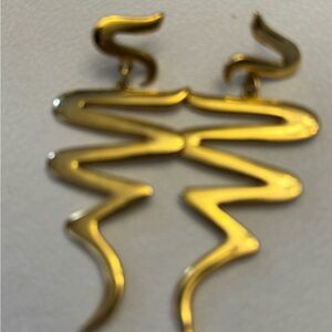 Abstract Squiggle Drop Earrings in Gold